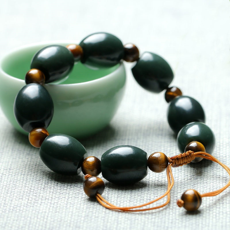 Natural Hetian Qingyu Lu lu tong Jade Bracelet Jewelry Fine Jewelry Lucky Exorcise evil spirits Auspicious Jade Bracelet