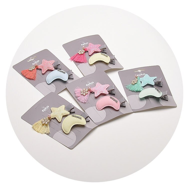 2 stuks schattige parel kwastjes ster maan baby hoofdtooi meisjes haarspelden kinder haarspeldjes kinder haaraccessoires