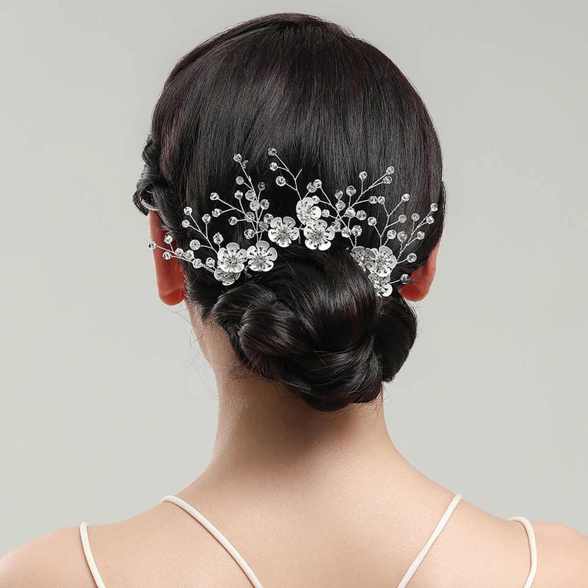 Horquilla en forma de U de flor blanca para mujer, 3 piezas, pinzas para el pelo elegantes, accesorios de joyería para el cabello, adornos para la cabeza de boda