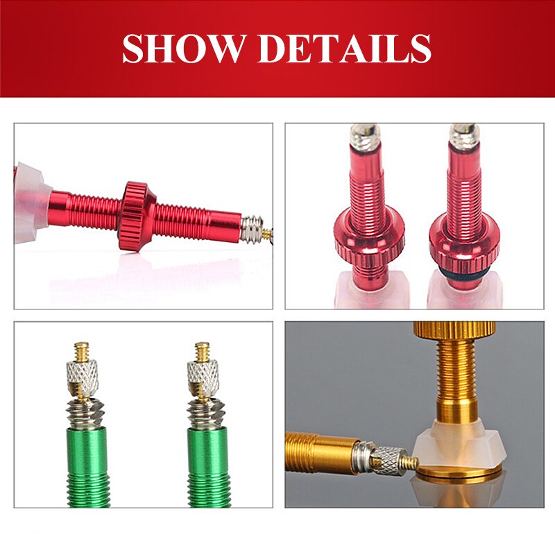 Bicycle 1Pair 40/60mm Presta Valve For Road MTB Bicycle Tubeless Tires Alloy Stem Tubeless Sealant Compatible Vacuum Nozzle