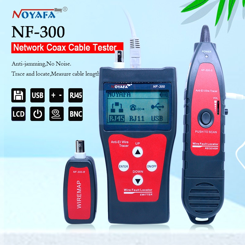 Nf _300 l lan tester  rj45 lcd kabel tester netværk overvågning wire tracker uden støj interferens nofaya nf -300