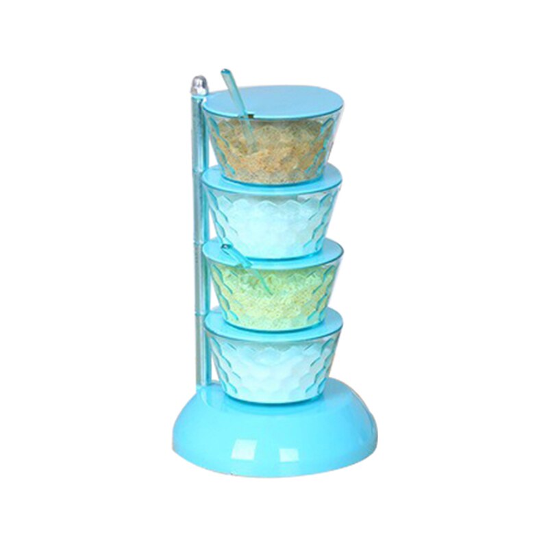 Accessoires de cuisine tournant 5 niveaux cuisine sucre sel poivre épices support assaisonnement boîte de rangement Pot pour Condiment Pot à épices: B 4 Tier