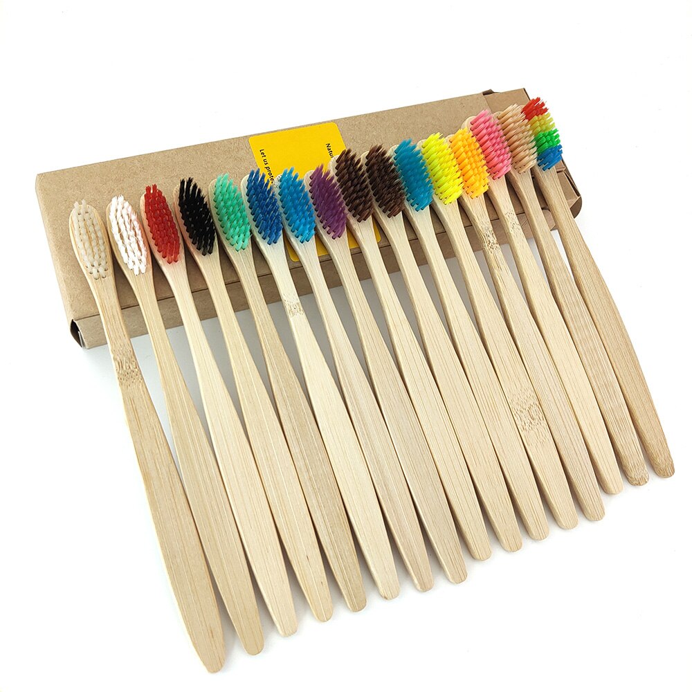 4Pcs bambus zahnbürste mischfarbe Weiche Fibre Eco Friendly hölzernen Zahn Pinsel Weichen borsten Spitze Holzkohle erwachsene oral care