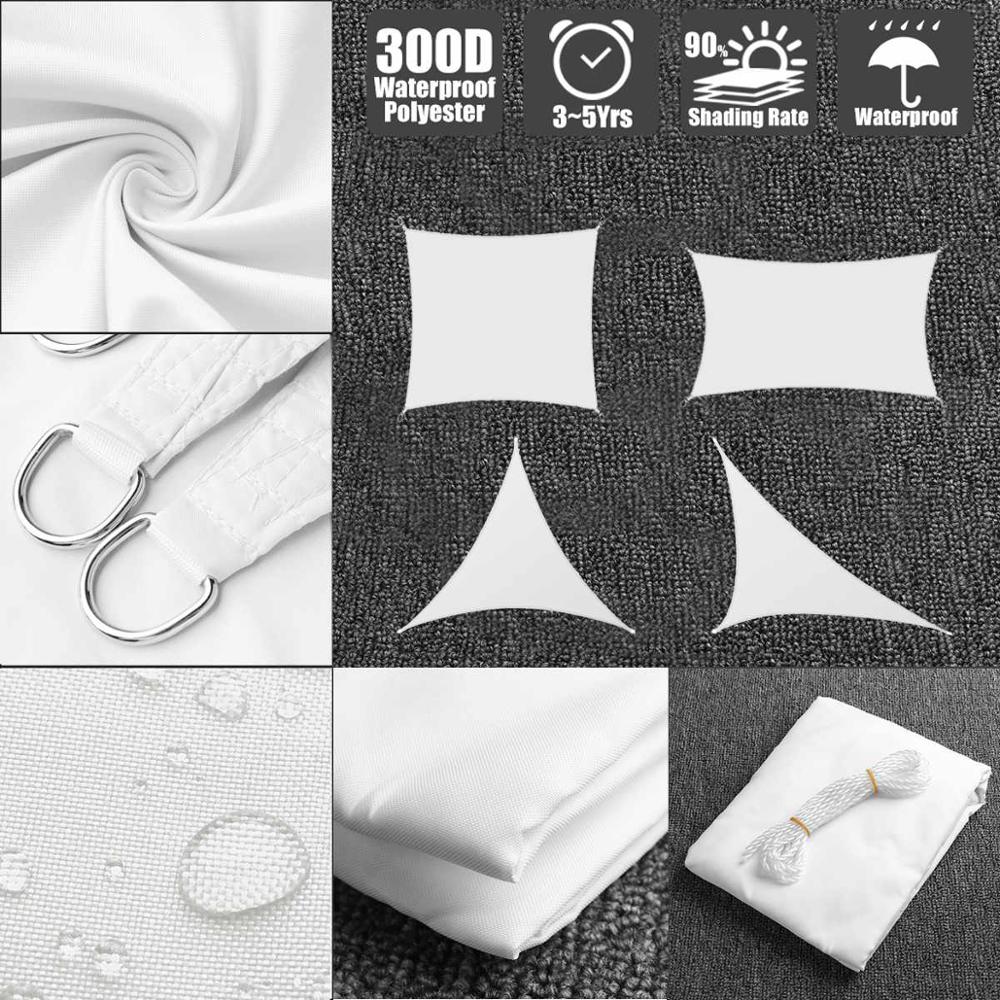 White 300D waterproof awning, triangle, rectangle, square awning shade sail outdoor awning garden terrace swimming pool awning