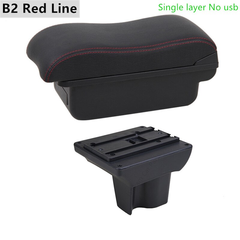 Auto Armleuning Box voor Toyota Rush - ABS Leer Opbergunit met USB & LED - Interieur Accessoire: B2 Rode Lijn