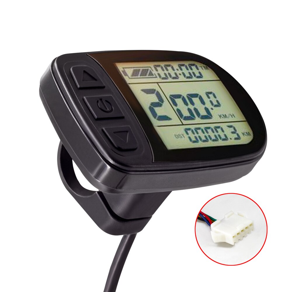 Kt lcd 3 display med sm eller vattentät kontakt 24v 36v 48v elcykel display för kt controller: Lcd 5 sm- kontakt
