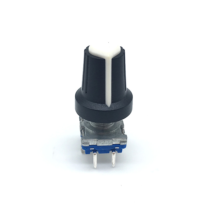 5sets Rotary encoder code schalter EC11 audio digital mit push button schalter 5Pin griff länge 15mm mit knopf: Black