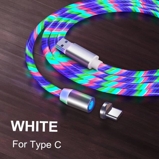 1m Magnetische Kabel Micro USB Typ C Android Schnelle Lade Draht Kabel Für iPhone 11 12 Pro Max 8 X Glow LED Beleuchtung Magnet Ladegerät: Colorful Type C