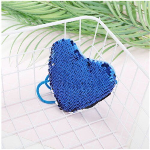 Sequins Loving Heart Kids Coin Purses Girls Mini Messenger Bag Shoulder Bag Ladies Small Sequin Coin Purse Child Bag: Blue