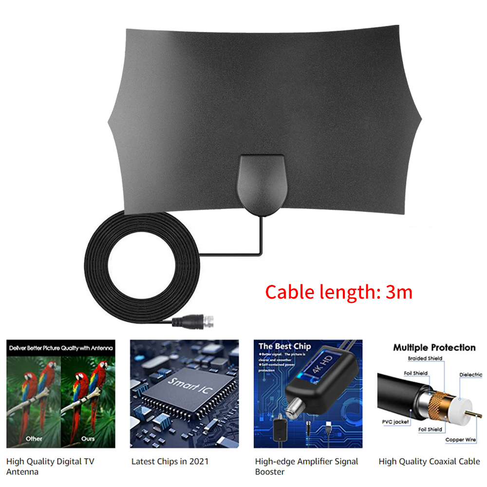 300miles Digital TV Antenna 8K/4K TV Antena 20dB HDTV Antenna 3M HD for Camper Van Caravan Boat Car Bedroom For VHF UHF