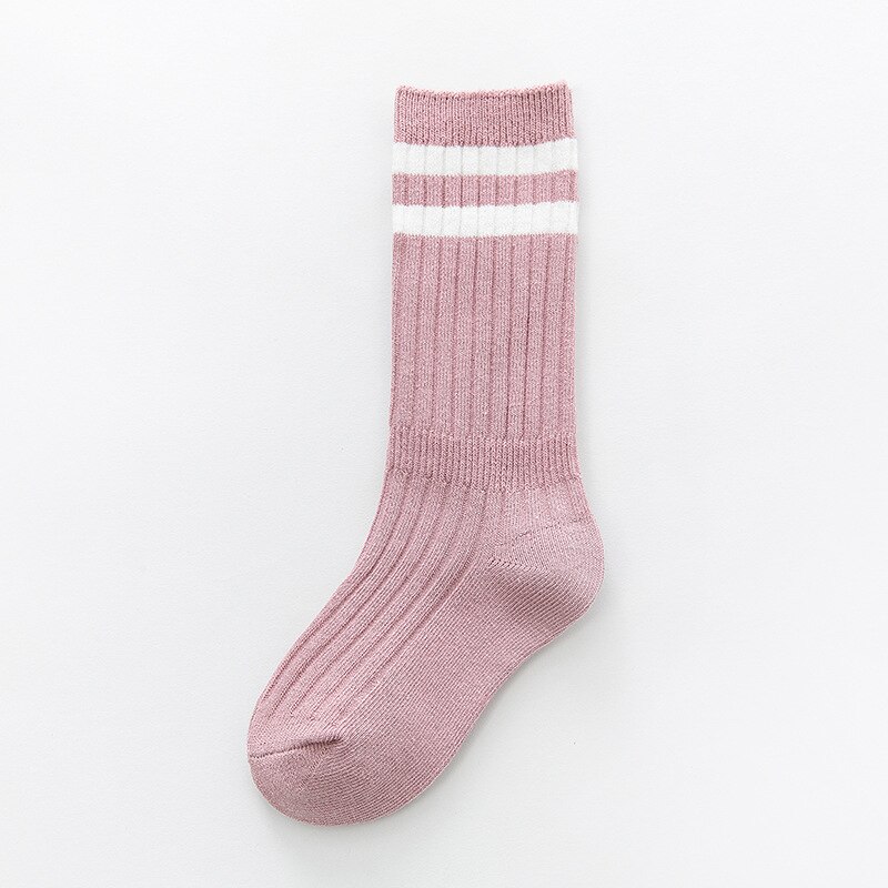 Lente En Herfst Kinderen Sokken College Stijl Twee-Bar Jongens En Meisjes Baby Groen Roze Geel sport Sokken 1-9T: Roze / 3-5T