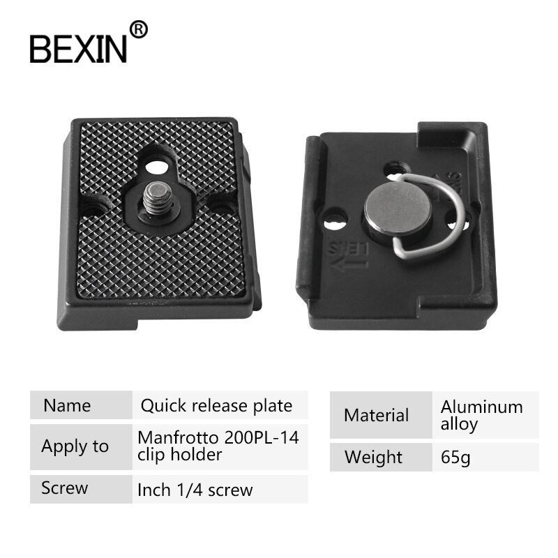 Bexin323 camera plate tripod plate 200pl-14 clamp mount plate quick release adapter for manfrotto 200pl dslr camera compatible: black