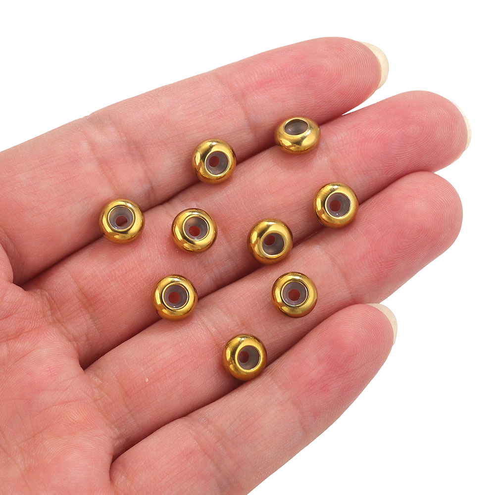 10 Stuks Roestvrij Staal Siliconen Stop Kralen Voor Sieraden Maken Paracord Taille Kraal Siliconen Rubber Aanpassing Kralen Diy Sieraden