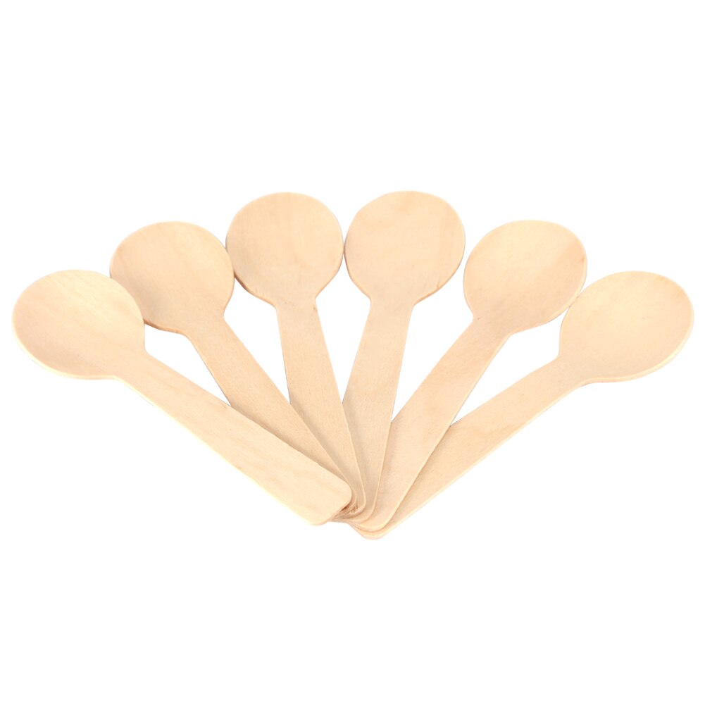 100pcs Disposable Wood Spoons Ice Cream Tea Spoon 10cm Flatware Cutlery Bupplies Party Tableware Kitchen Accessories