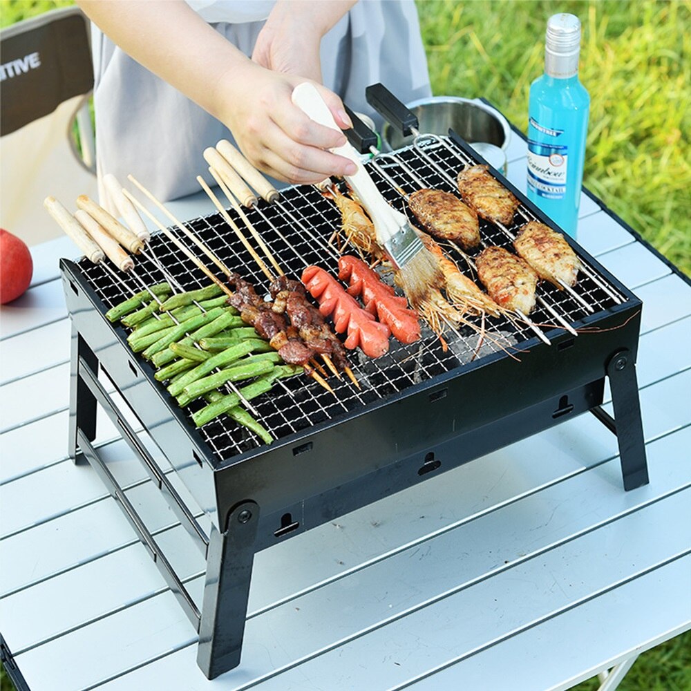 1Pcs Foldable BBQ Grill Patio Barbecue Grill Lightweight Small Portable Camping Charcoal Grill For Outdoor Barbecue Lovers