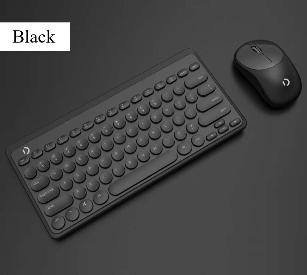 Wireless Keyboard and Mouse Combo Portable Silent Chocolate Key Ultra-Thin Cute Mini Keyboard Mice Set for Office Laptop PC: Black