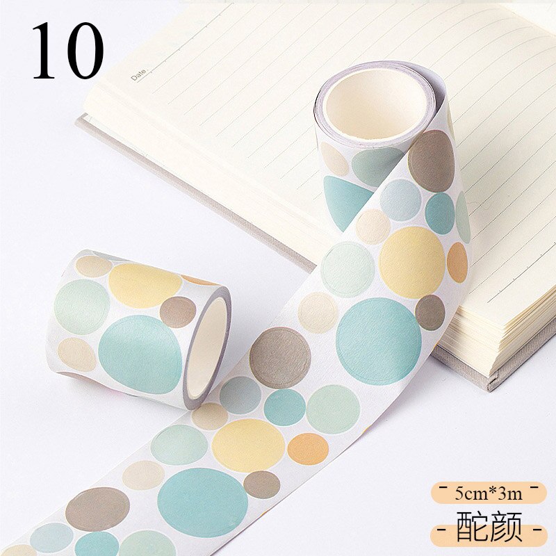 5cm*3m Colored Round Washi Tape Kawaii Dots Label Masking Tape Decorative Adhesive Tape Sticker Scrapbooking Sealing Stationery