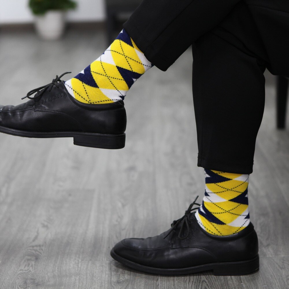 Spiel-hoch Bunte ARGYLE SOCKE spaß herren Baumwolle Socken Hochzeit Socken Freies uns größe (7,5-12)