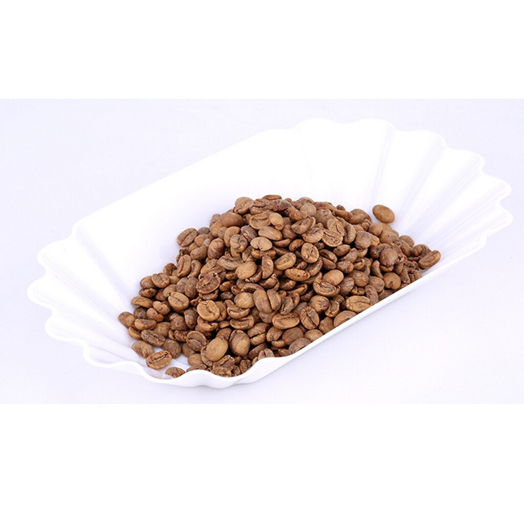 Kaffekoppning provbricka snack tallrik skål oval bricka för gröna och rostade kaffebönor plocka