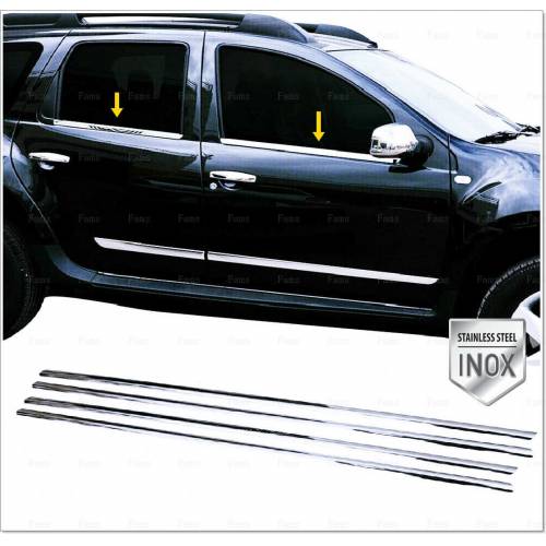 Dacia duster krom fönsterram trim 4 dörrar rostfritt stål bil styling tillbehör krom ram abs material