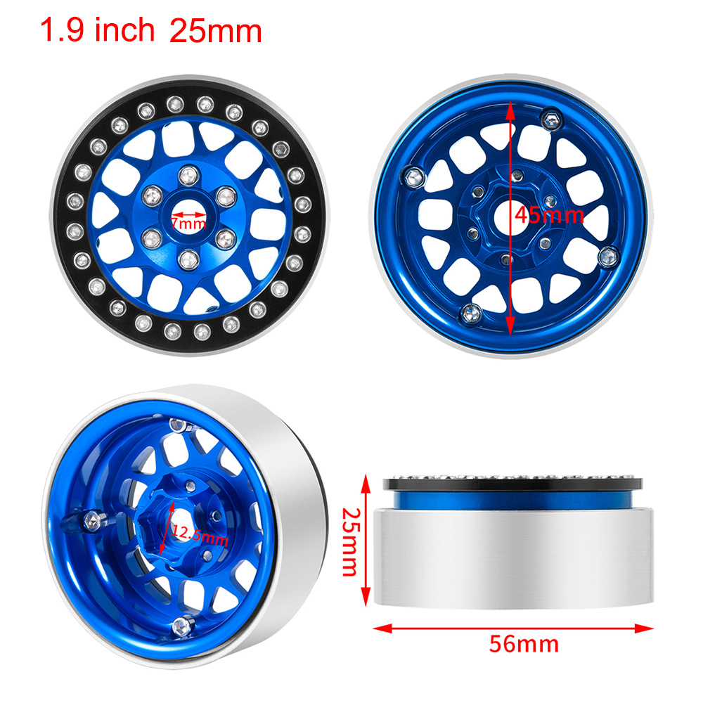 AXSPEED 4 llantas de Metal de 1,9 "/2,2 pulgadas Beadlock 25/35mm para Axial SCX10 Wraith TRX-4 D90 1/10 coche trepador de control remoto piezas de mejora