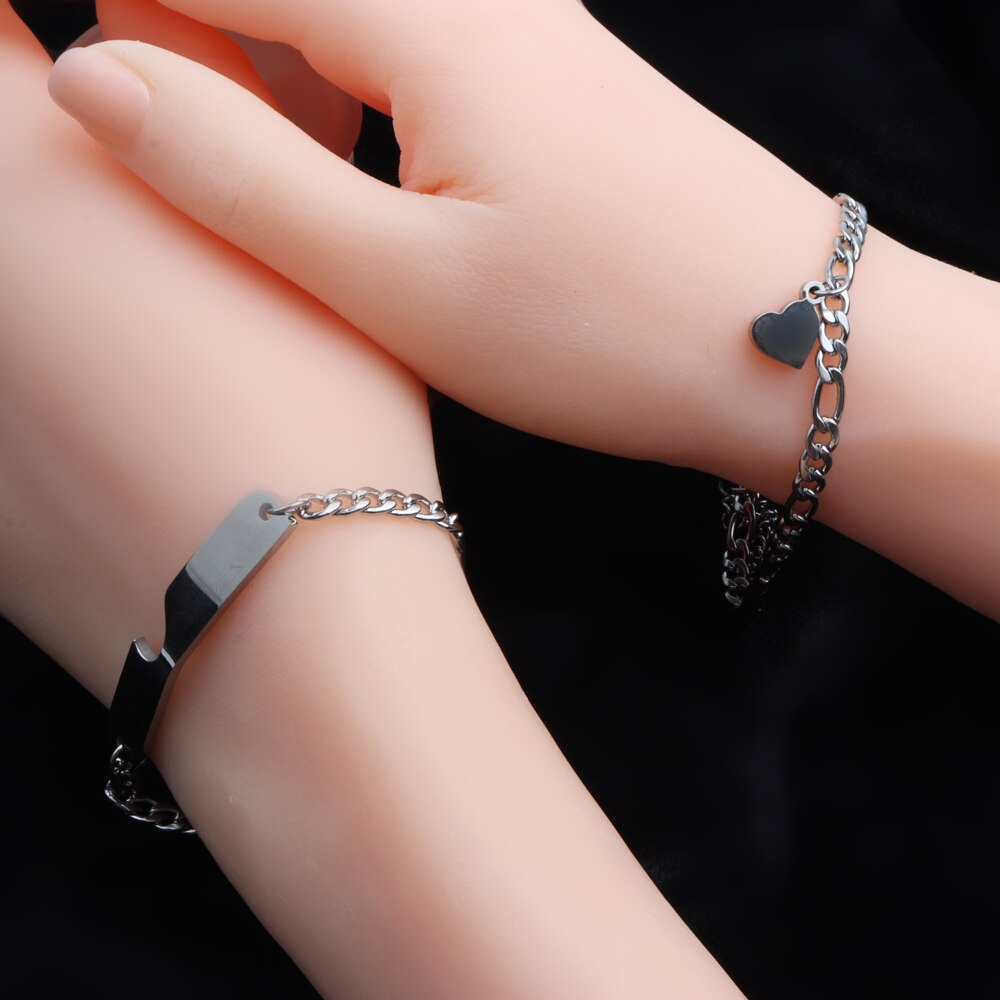 Hart Charme Ketting Paar Gekoppeld Roestvrij Stalen Armband Vrouwen Mannen Staal Gouden Kleur Sieraden Levering