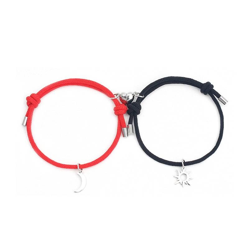 Romantisch Paar Armband 2 stks/set Hart Magnetische Bijpassende Armband Valentijnsdag Cadeau Gekoppelde Zon Maan Relatie Liefde Armband: Kobalt Violet