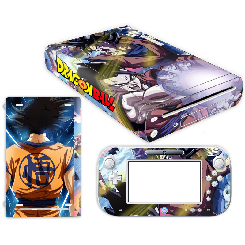 Pegatina de piel de Super Dragon Ball Z Goku para Nintendo Wii U funda de consola con controles remotos para Nintend wii u etiqueta engomada