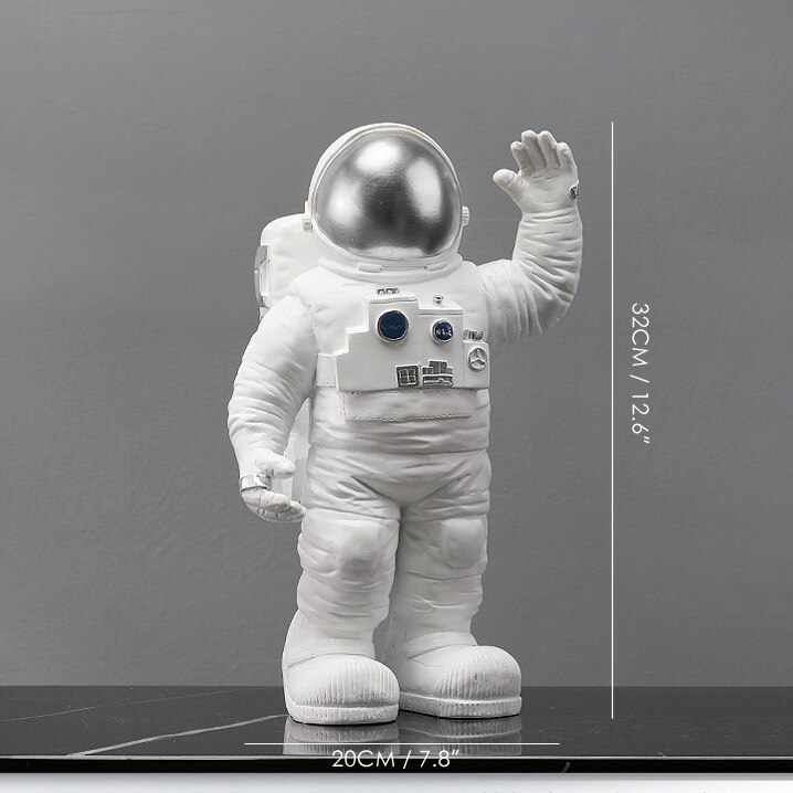 Figurine astronaute blanche cosmonaute Figurines lune Statue espace homme Sculpture décoration de la maison Miniatures ornement de table pour les enfants: D Silver