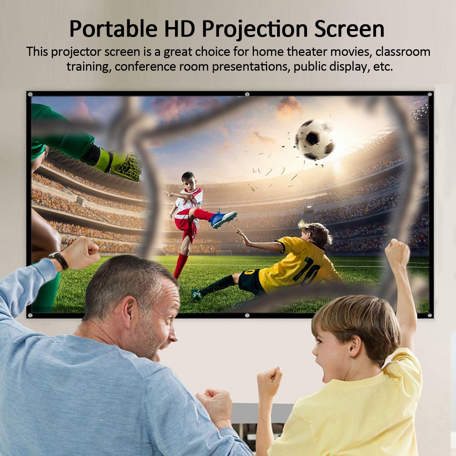100 16:9 projector screen portable hd projection screen foldable wall mounted for home theater office movies indoor outdoors