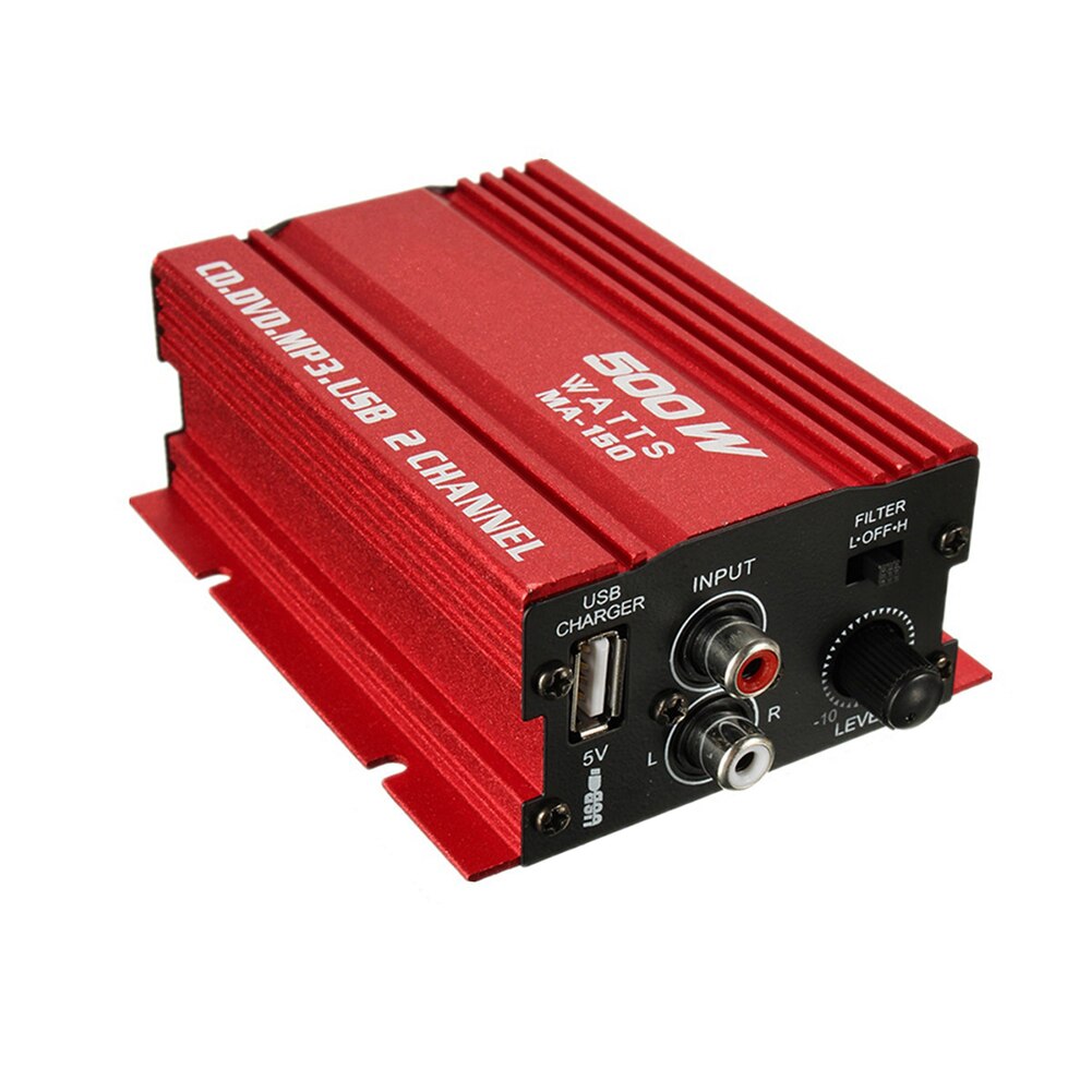 500W 12V 2CH Car Audio Amplificador HIFI Audio Power Amplifier bluetooth Stereo Amplifiers FM Radio USB W