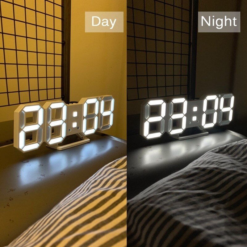 3D LED Wall Clock Modern Digital Table Clock Alarm Nightlight with Date Temperature Shown Home Living Room Desktop Decorations