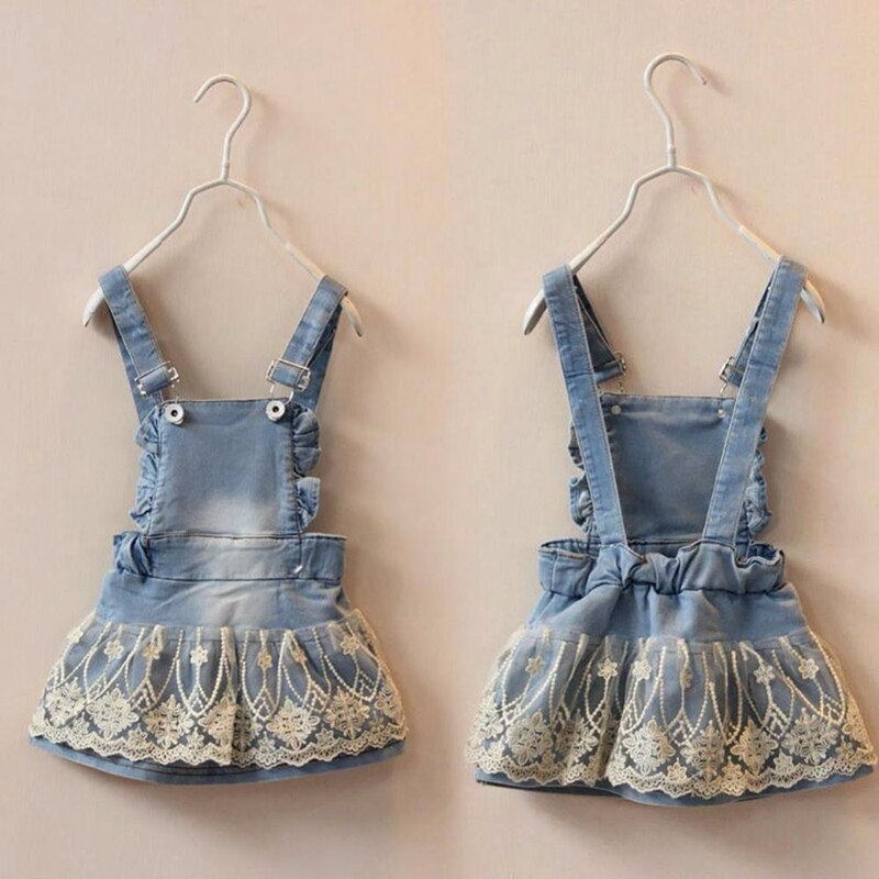 Chumhey 1-5T Summer Baby Girls Clothing Kids Overalls Lace Denim Suspender Bib Skirts Cute Toddler Straps Skirt Bebe Clothes 2 3: 3-4T