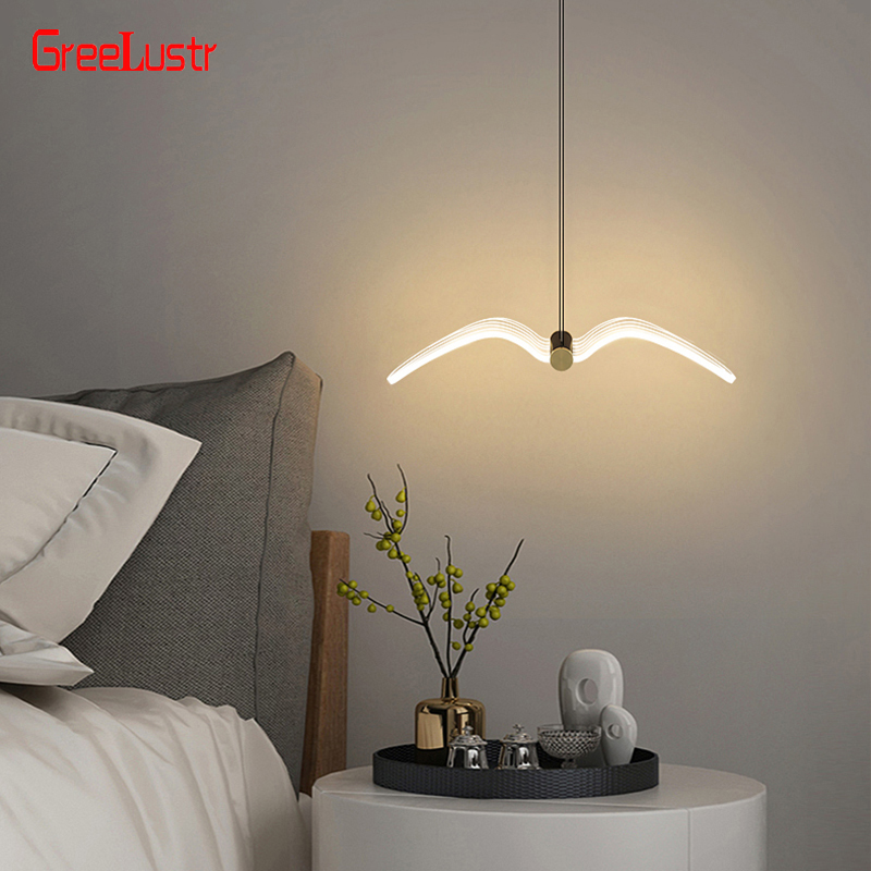 Modern Pendant Light Seagull Art Acrylic Indoor Ceiling Lamp Chandelier Bedside Lighting Kitchen Fixtures Home Decor