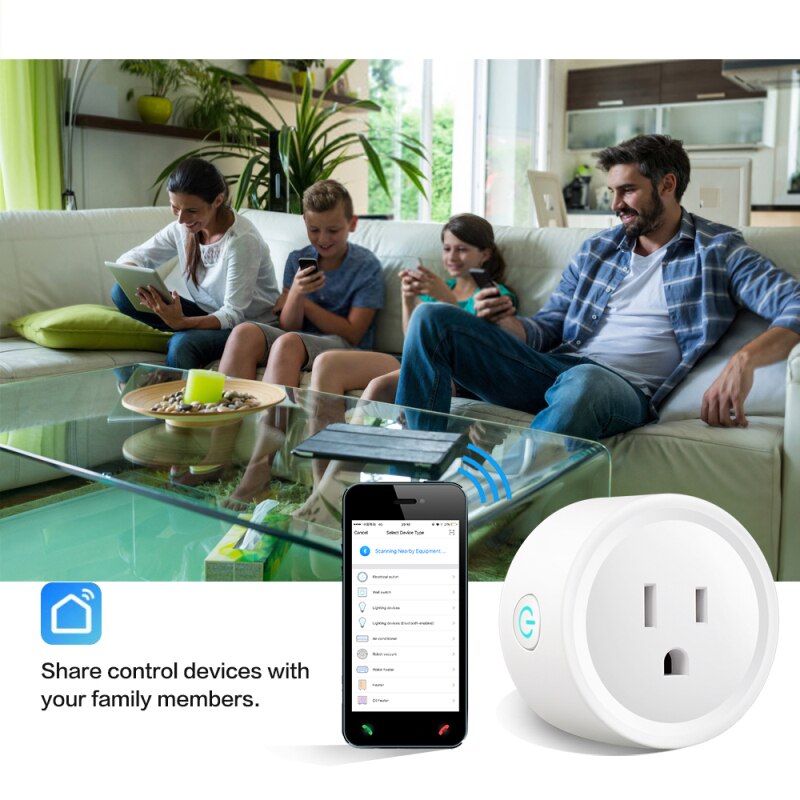 16A US Smart Wifi Power Plug With Power Monitor Smart Home Wifi Wireless Socket Outlet Works With Alexa Google Home Tuya App