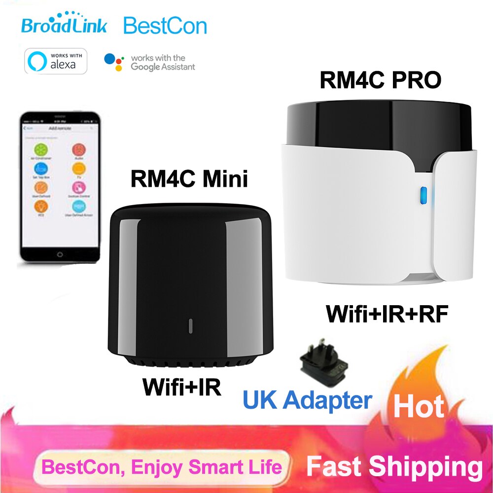Broadlink bestcon  rm4c pro  rm4c mini wlan-ir-rf-universalfernbedienung smart-home-fernbedienung kompatibel mit alexa, google home und ifttt: Uk  rm4c pro und mini