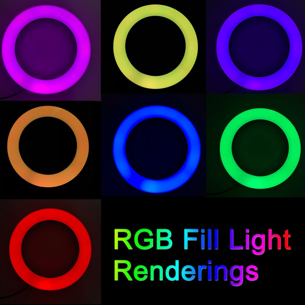 10 inch Video Lamp Dimmable LED Selfie RGB Ring Light USB Photography Light with Phone Holder for Makeup Video Live Studio