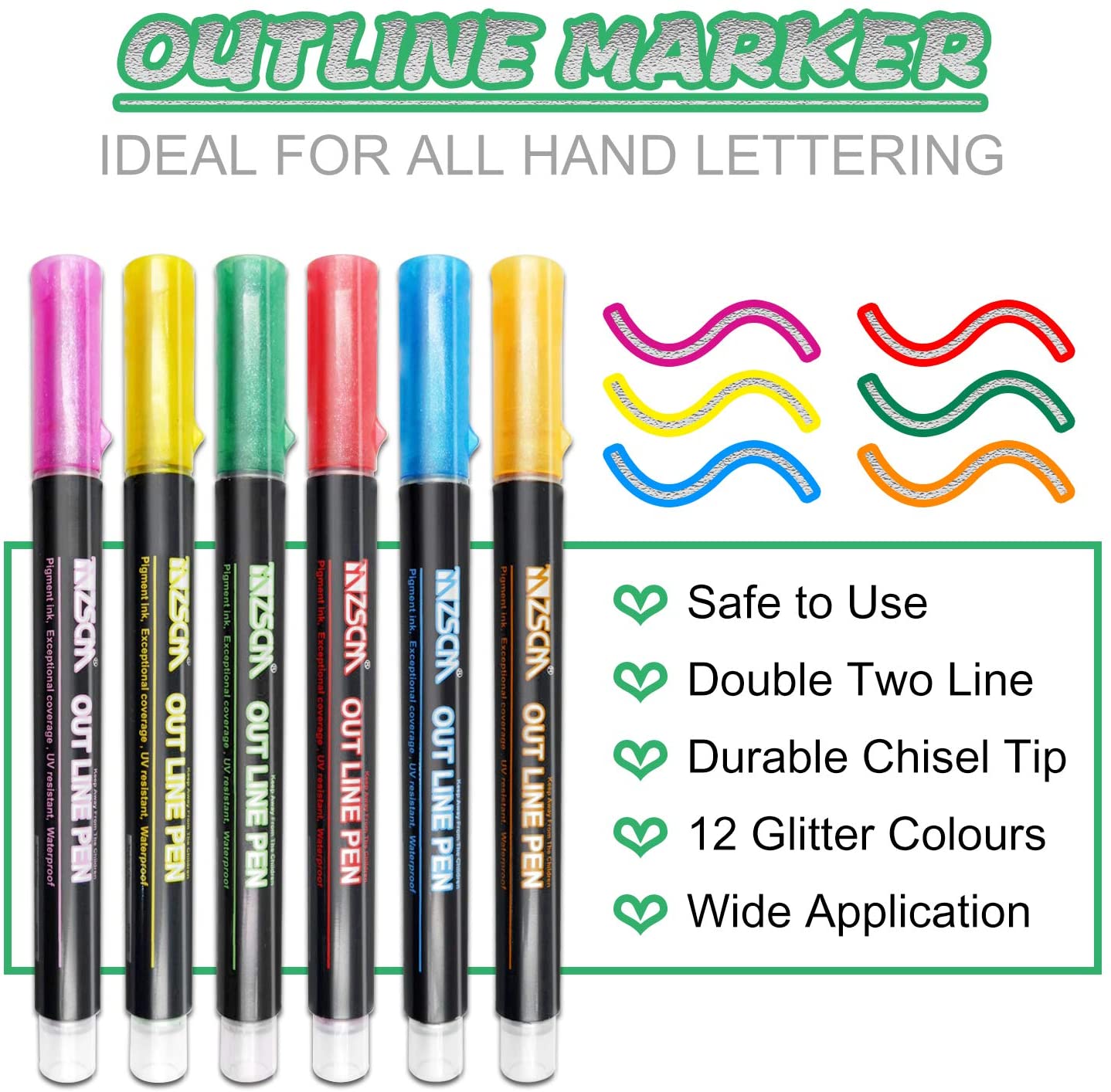 Rotuladores de contorno de doble línea, rotuladores metálicos de 8/12/24/36 colores, purpurina para escribir, dibujar, deslumbrar con garabatos, para escritura de tarjetas DIY