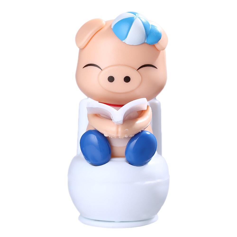 Leuke Solar Power Auto Ornament Piggy Zittend Op Toilet Flip Flap Thuis Kids Novelty ToyGeat voor Kantoor Decor Grappig