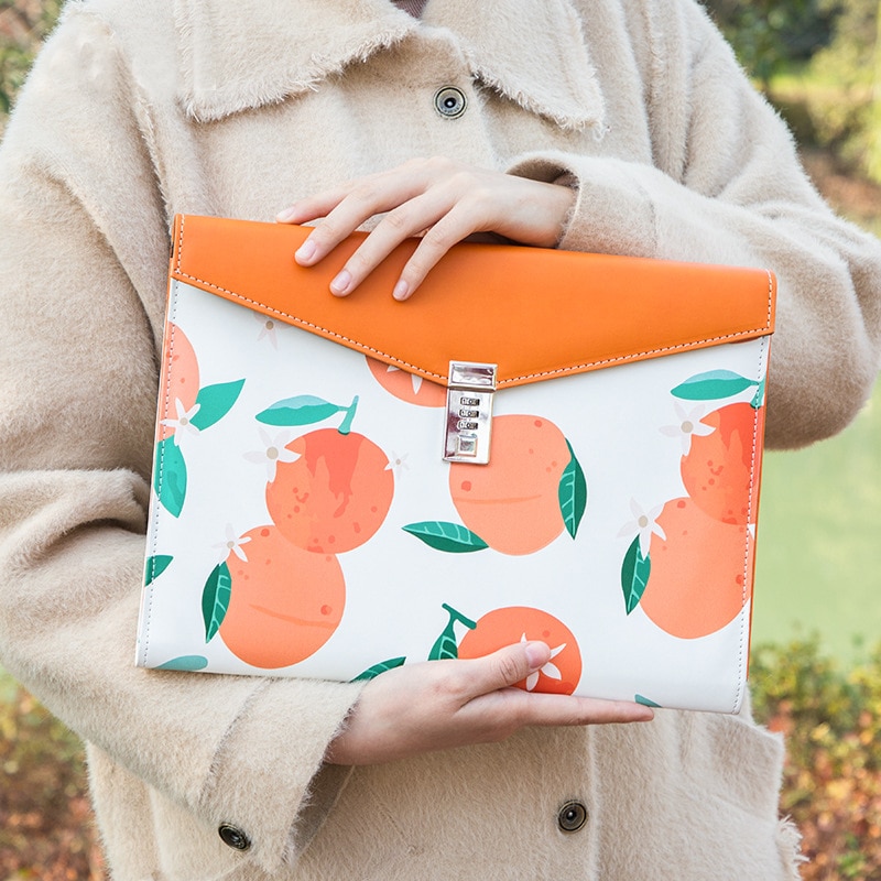 A4 PU Leather Password Lock Document Bag Manager File Folder TPN086-1