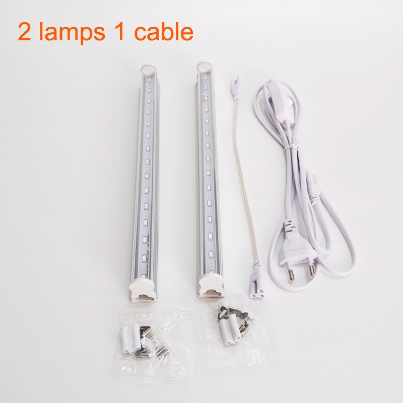 T5 led voksende lys akvarie led lampe højeffektiv og energibesparende kompenserer lys til potteplanter så grøntsager frugter: 2 lamper 1 kabel / Os