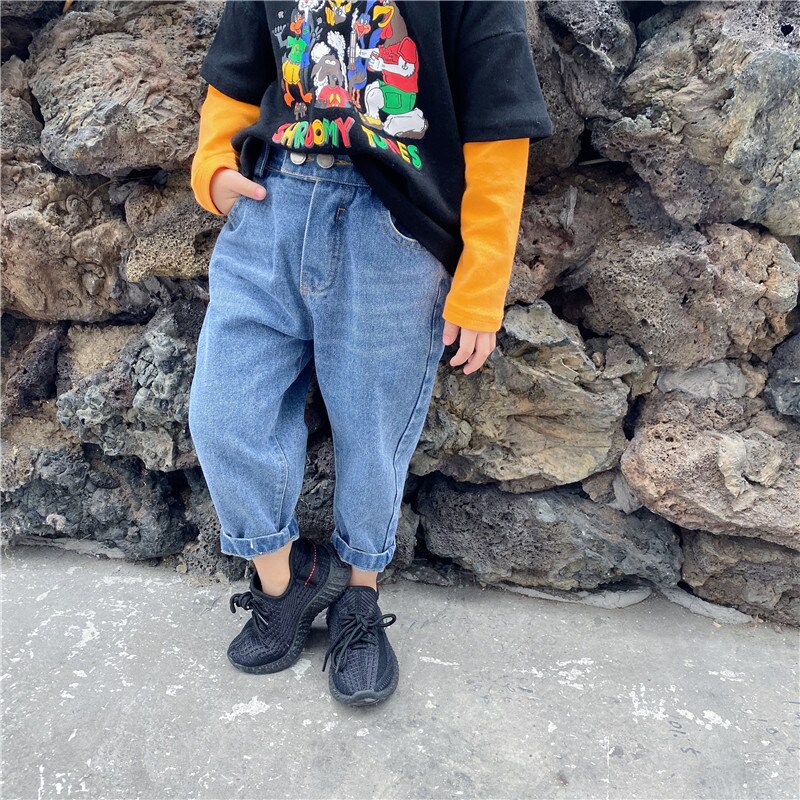 de la primavera estilo coreano de algodón casual del todo-fósforo del color puro Pantalones largos para bien de de niñas y niños