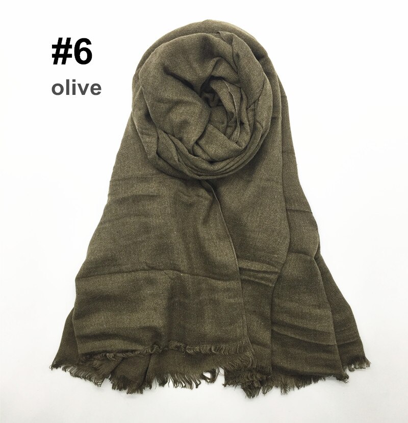 1PC Festival écharpe plaine foulards et châle frange hiver écharpe doux musulman imprimer hijab solide pashmina enveloppement 12 couleur: color 6