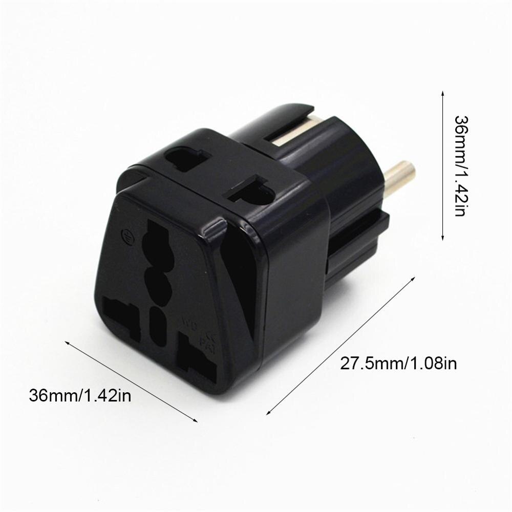 European Plug Travel Adapter Grounded 2 in 1, 2200W 110-250V, for Germany, France, Europe