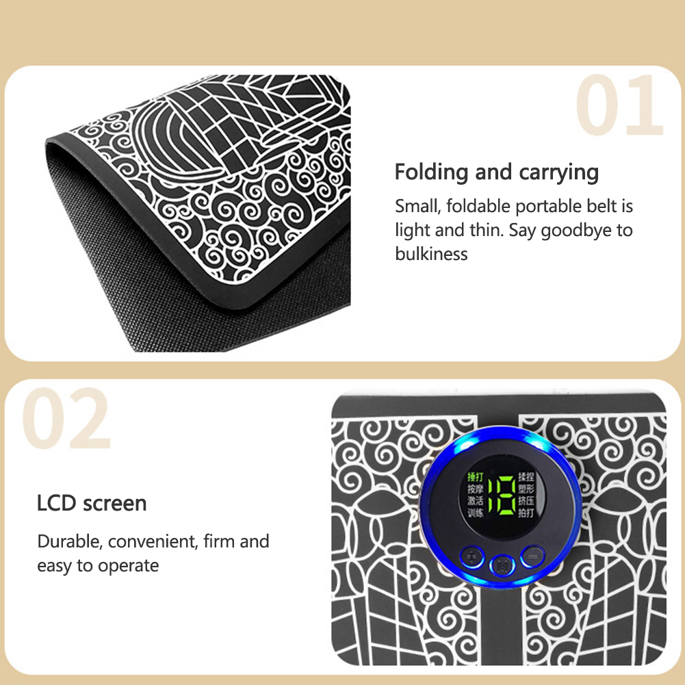 Tappetino per massaggio EMS 8 modalità Massaggiatore per la circolazione del piede Stimolatore muscolare delle gambe ricaricabile tramite USB Telecomando per rilassare i piedi e le gambe