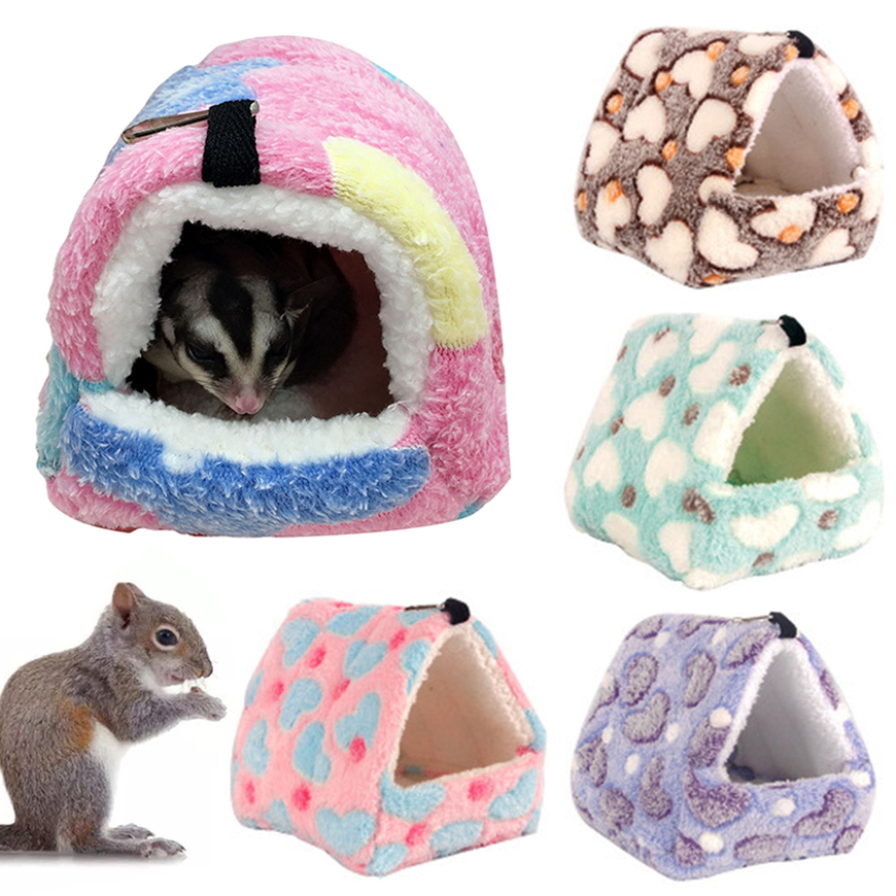 NOMOR Hamsterhuis Warme Zachte Bedden En Huizen Knaagdier Kooi Gedrukt Hangmat voor Ratten Katoen Cavia Accessoires Klein Dier