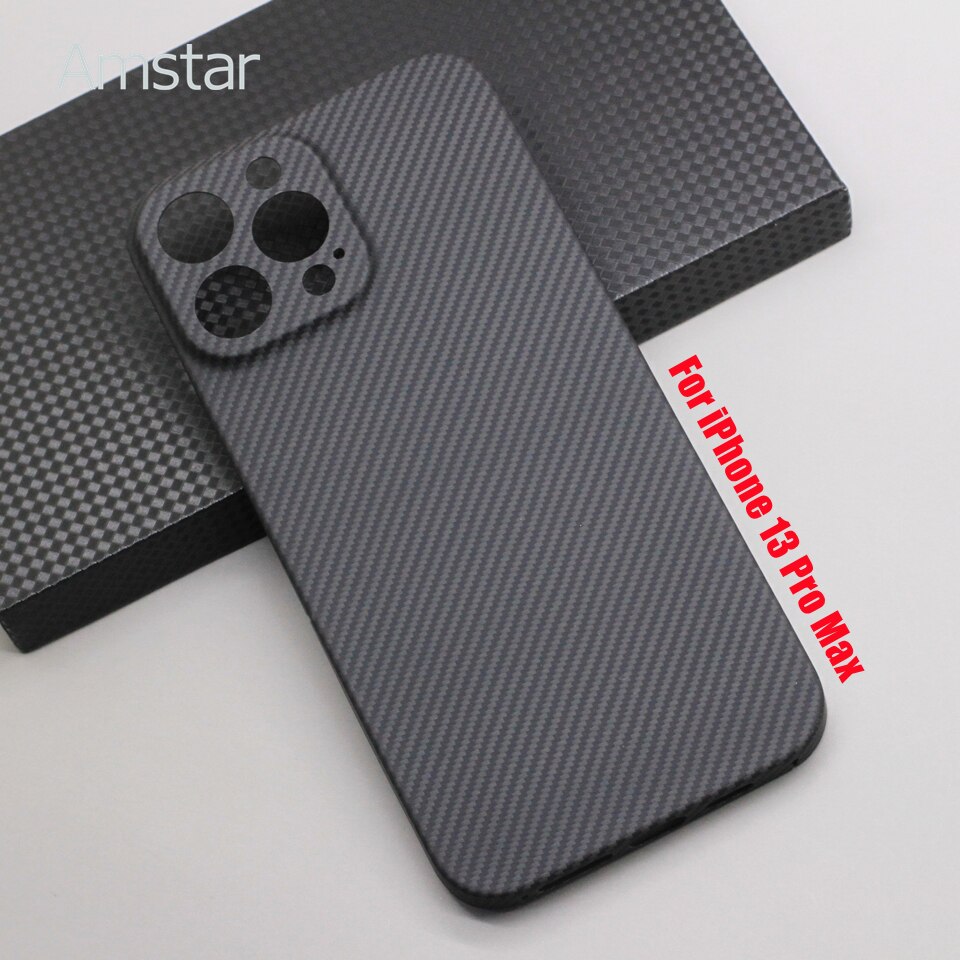 Amstar – coque de Protection d'objectif en Fiber de carbone Pure 600D pour iPhone 13 Pro Max, étui en Fiber aramide Ultra-fin de