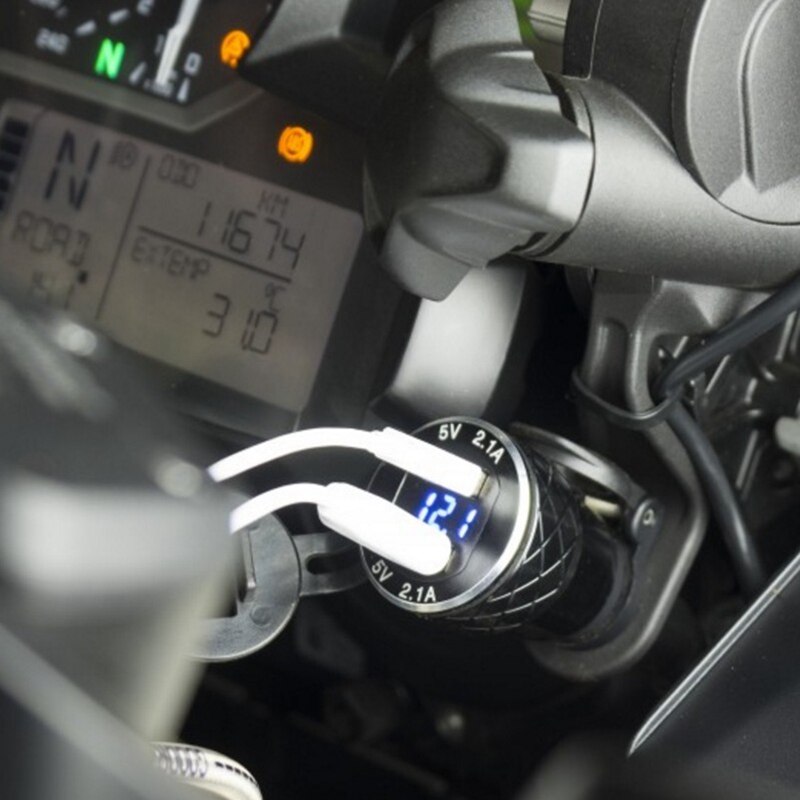 For 4.2A 5V Motorcycle Dual USB Charger Socket Adapter Waterproof Power Outlet With LED Light For BMW Ducati MOTOR