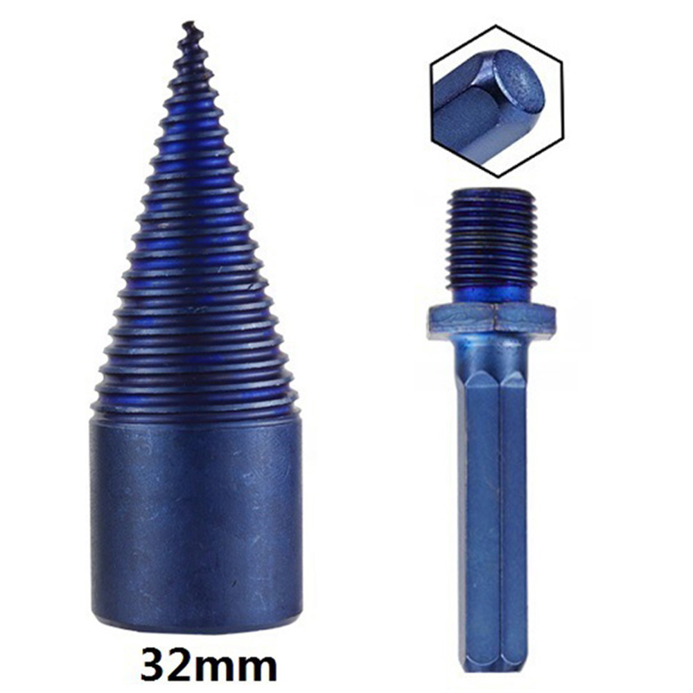 Foret à tête conique pour fendeuse à bois, équipement de réparation d'acier rapide: 32mm tiges hexagonales