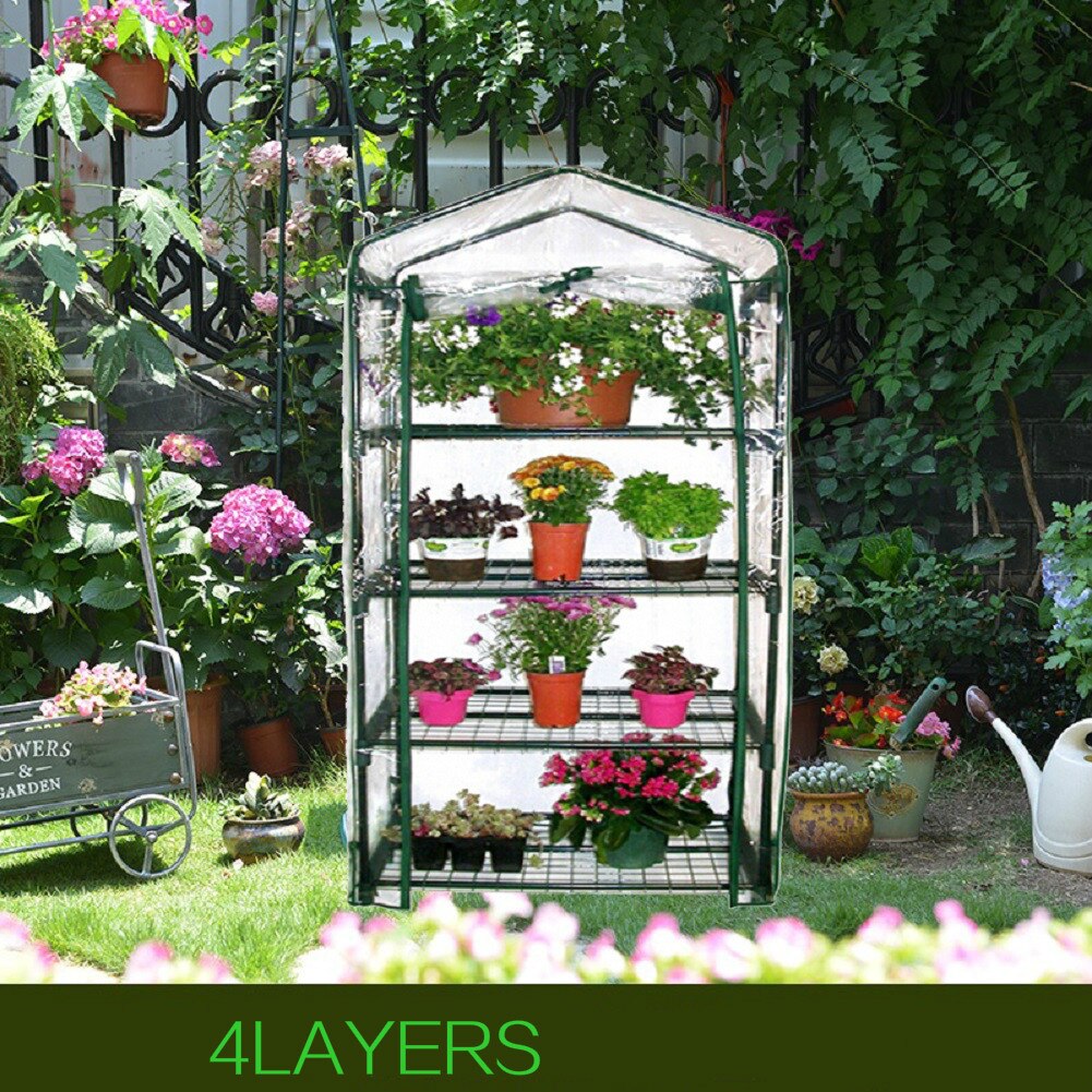 Vier Verdiepingen Groen Huishouden Plant Kas Mini Tuin Warme Kamer Pvc Tuin Warme Kamer 155X69X49Cm kassen